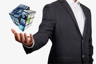 商务手托魔方免抠