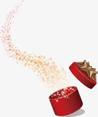 红色扁平风格礼盒黄色渐变免抠