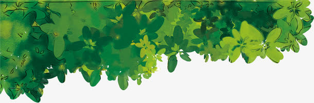 春季水彩绿色大树免抠