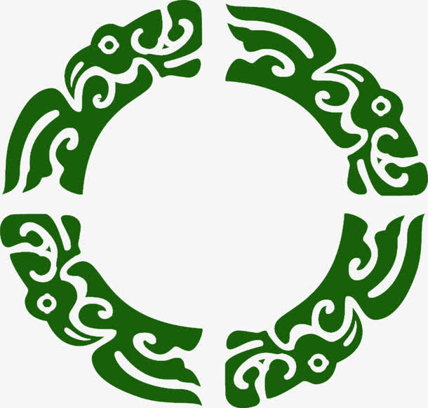 绿色艺术手绘花纹免抠
