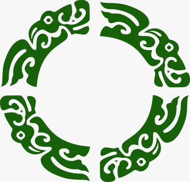 绿色艺术手绘花纹免抠