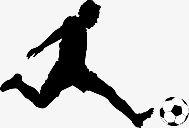 踢足球黑色人物剪影免抠