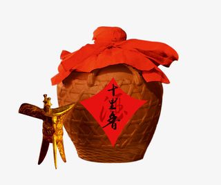 黄色手绘密封酒坛酒具免抠