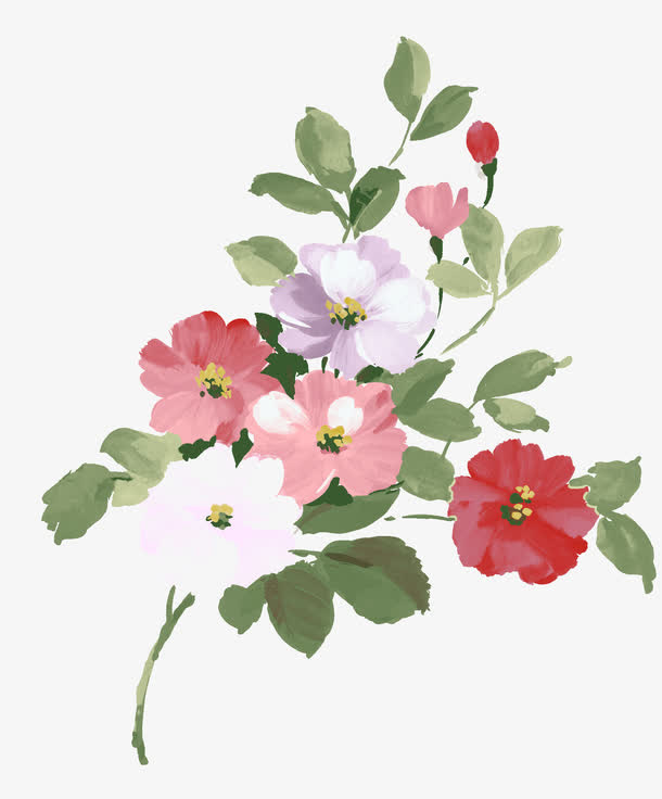 水彩花免抠