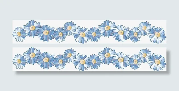 手绘蓝色小花边框免抠