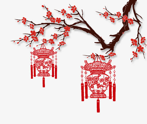 剪纸灯笼免抠