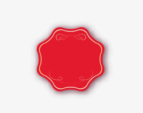 新年金色边花型标签免抠