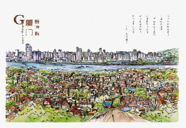 手绘建筑免抠