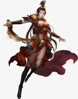 拿着弯刀的古装女战士免抠