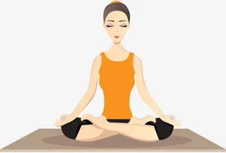 手绘人物插图做瑜伽冥想的女孩免抠