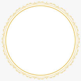 金色欧式花纹简约圆框免抠