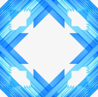 天蓝色几何科技边框免抠