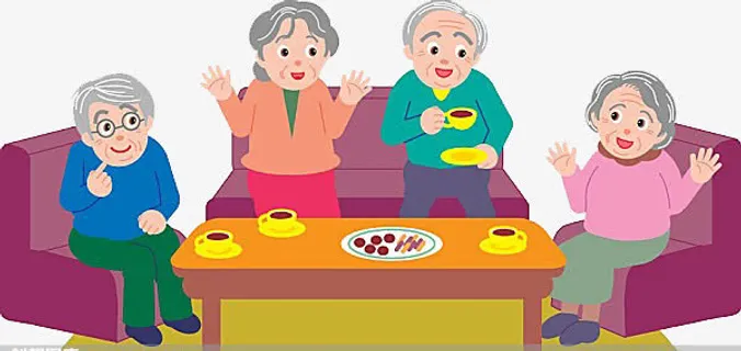 老年人聊天喝茶免抠