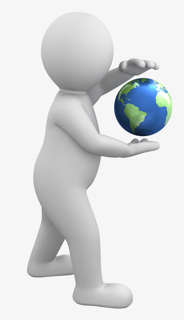 手绘人物图片3d剪影 探索地球免抠