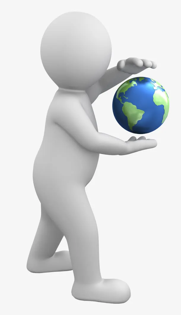 手绘人物图片3d剪影 探索地球免抠