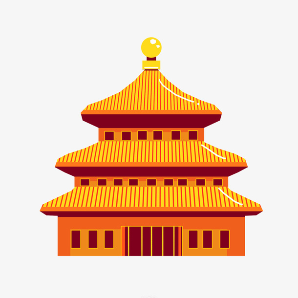 国潮 建筑 插画 阁楼 古代亭台楼阁免抠