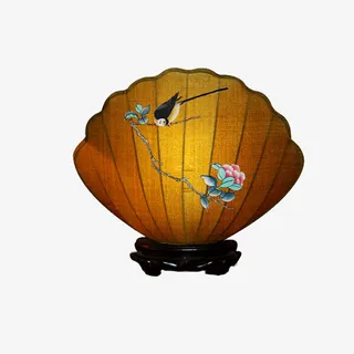 棕色山水扇形免抠