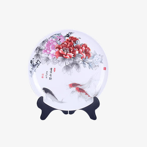 白色水墨盘免抠