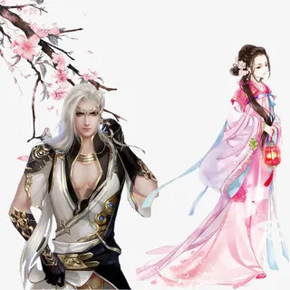 鼠绘古风情侣免抠图素材免抠