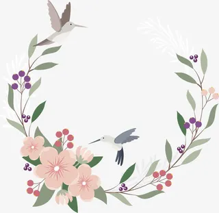 浪漫春天树枝边框免抠