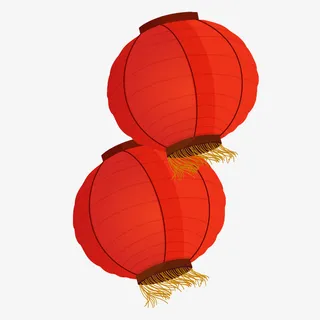 两个红色的卡通灯笼免抠