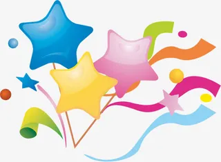 手绘彩色星星丝带招聘免抠