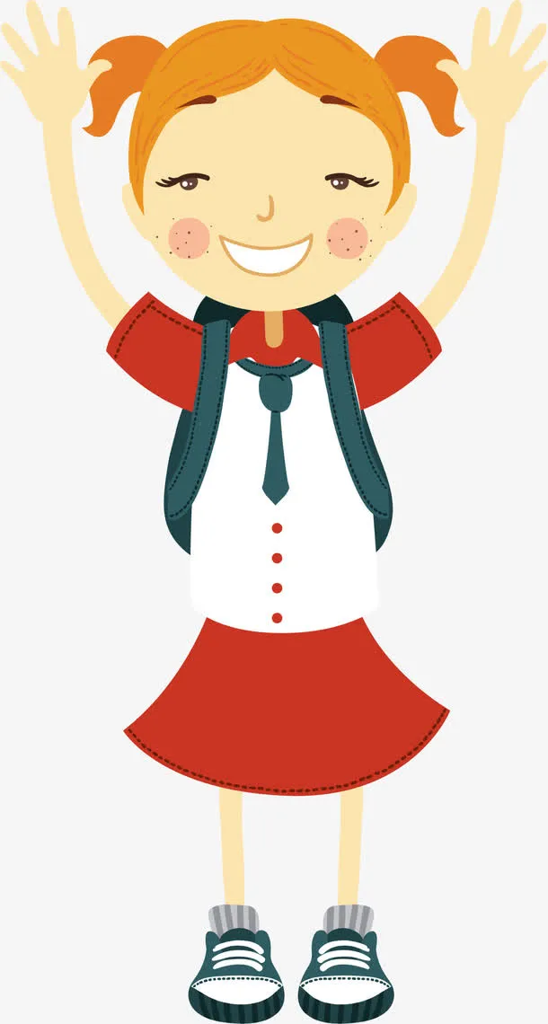 高举双手的女学生免抠