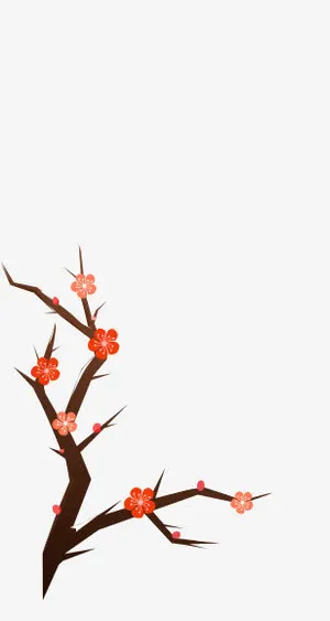 卡通梅花水墨免抠