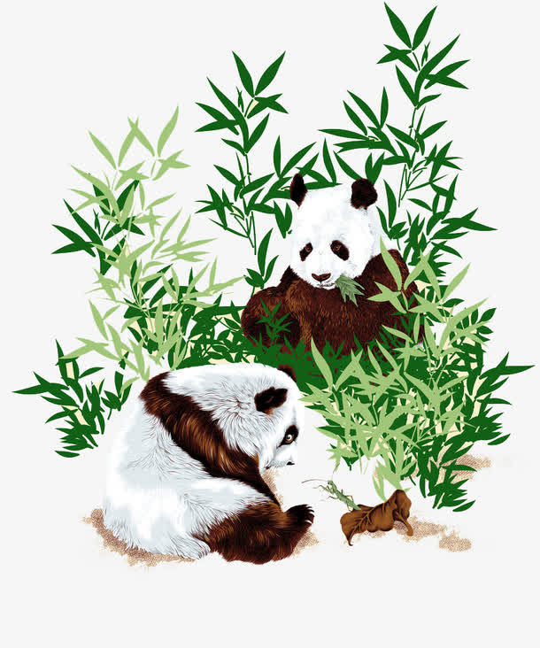 手绘唯美大熊猫图案免抠