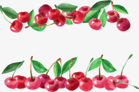 水彩红樱桃免抠
