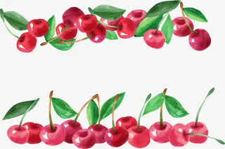 水彩红樱桃免抠