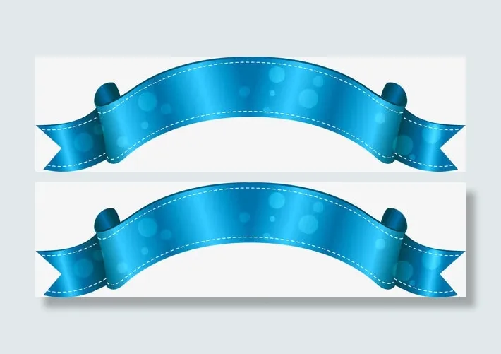 蓝色卡通丝带横标节日免抠