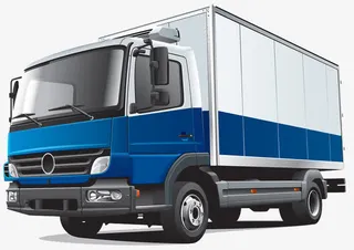 卡通手绘厢式货车矢量图案免抠