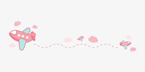 手绘红色飞机分割线免抠