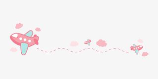 手绘红色飞机分割线免抠