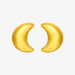 周大月亮黄金耳钉免抠
