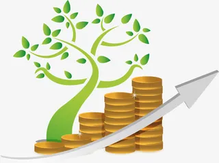 矢量发财树金币箭头免抠