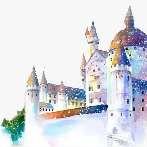冰雪城堡插画免抠