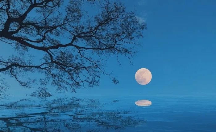 水上明月背景高清