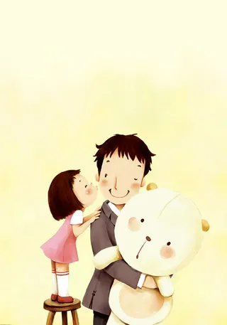 父亲节卡通清新黄色海报背景高清