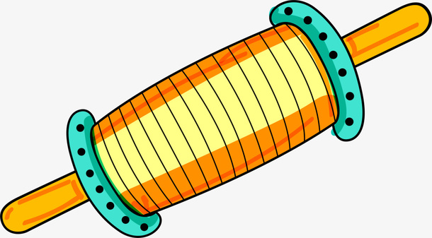 黄色卡通手绘风筝线免抠
