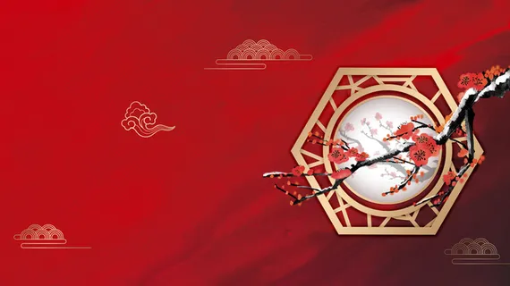 红色梅花树枝背景图高清