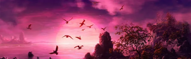 紫色唯美夕阳免抠