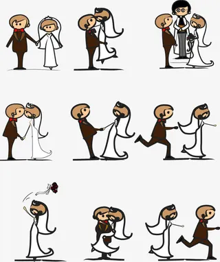 卡通结婚小人免抠
