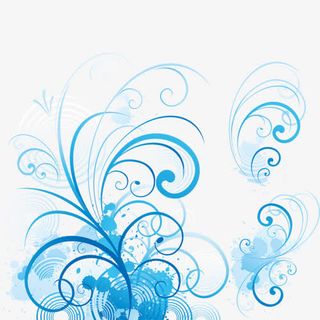 三款用渐变淡雅蓝色花纹渲染图案免抠