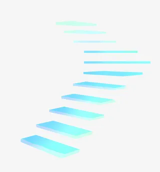 拐弯蓝色楼梯插画免抠