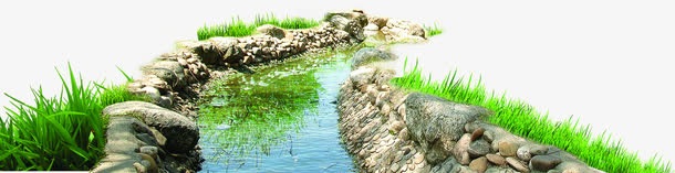 春天郊游小河植物免抠