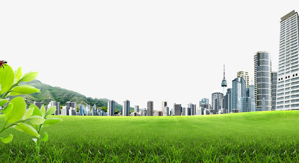 建筑草地绿色春天背景