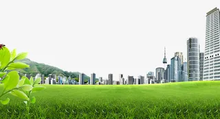 建筑草地绿色春天背景