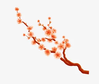 绘制梅花红色免抠